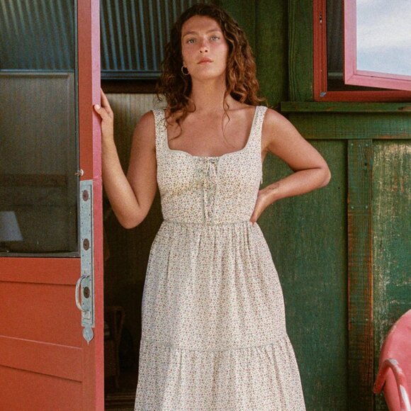 Christy Dawn Adele Dress Creme Strawberry - Picture 1 of 9